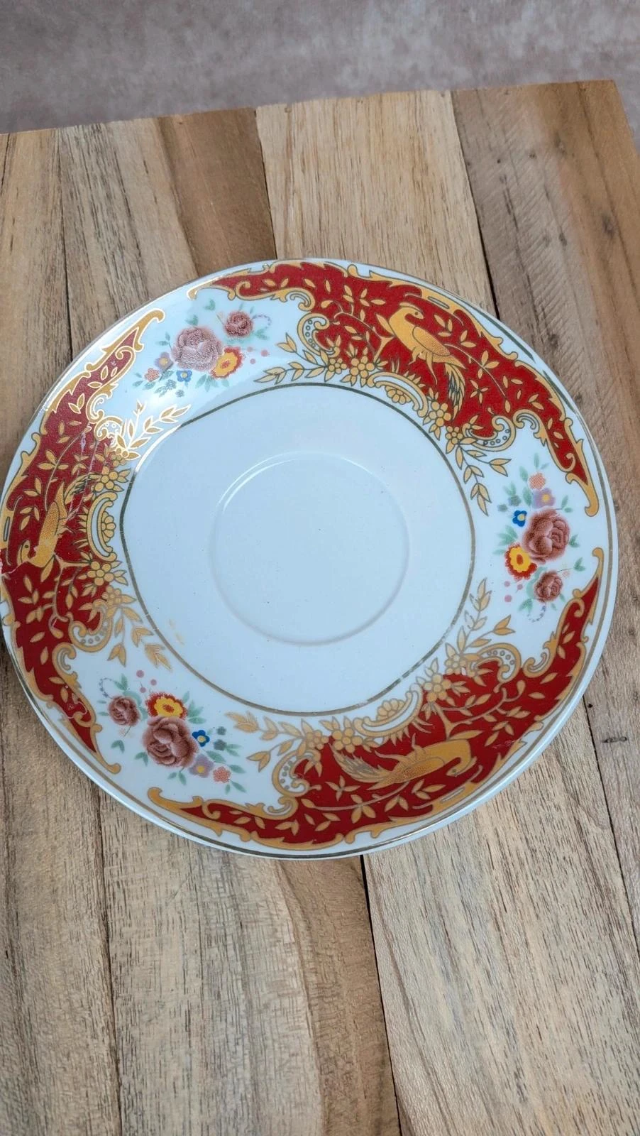 Lote de 2 tazas + platillos vintage decoración rojo y dorado estilo clásico – photo 5